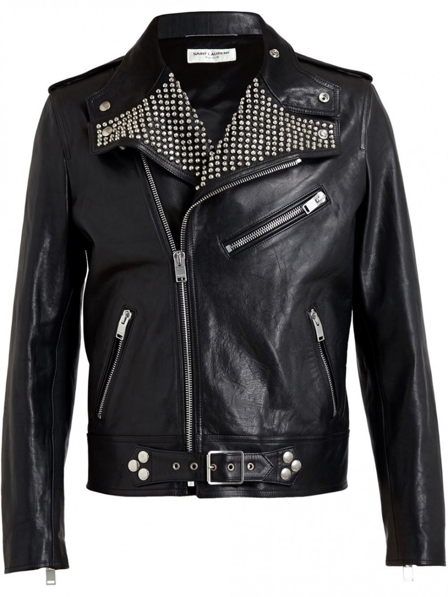 SAINT LAURENT Studded Leather Biker Jacket | Shive Magazine